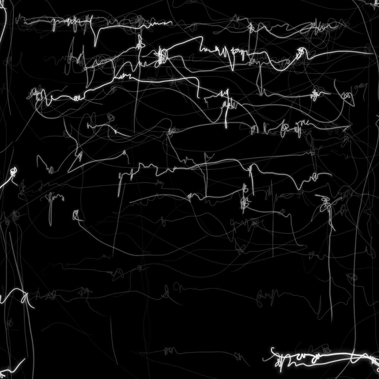 Scritti digitali 2 — Composizione segnica digitale con filamento focale, 2024